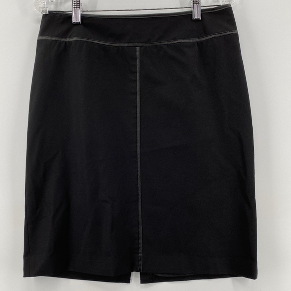 Bianca Nygard Skirt Women's10 Midi Formal Black Rear Zip Patented Leather Trim - Picture 1 of 12
